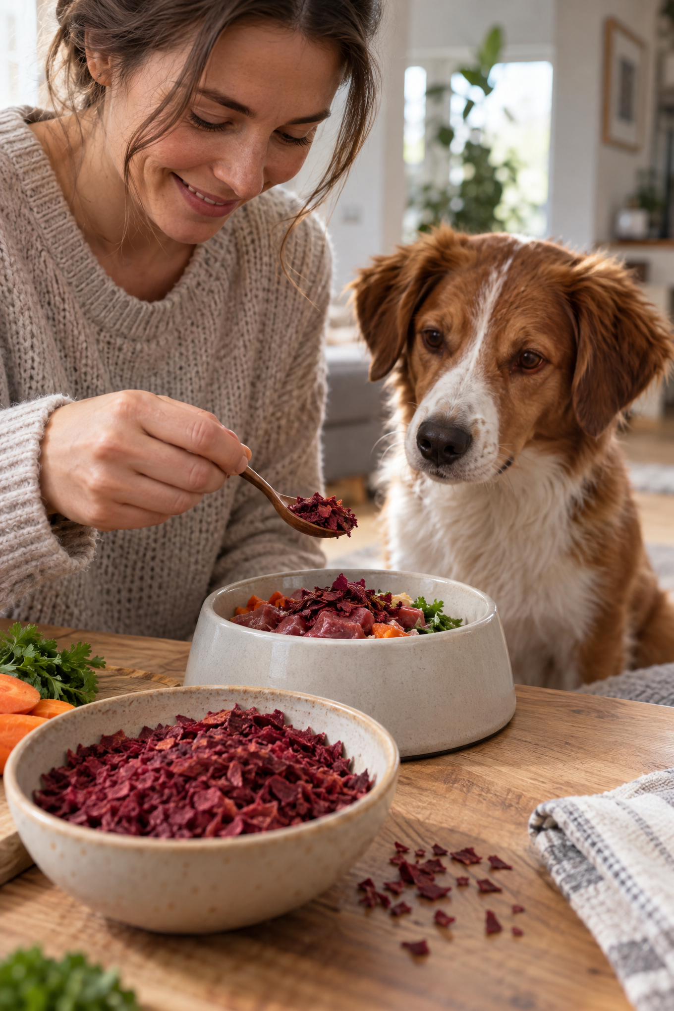Vollmer's Rote Beete Flocken, schonend getrocknet, Beilage für Hunde, 1 kg – Bild 2