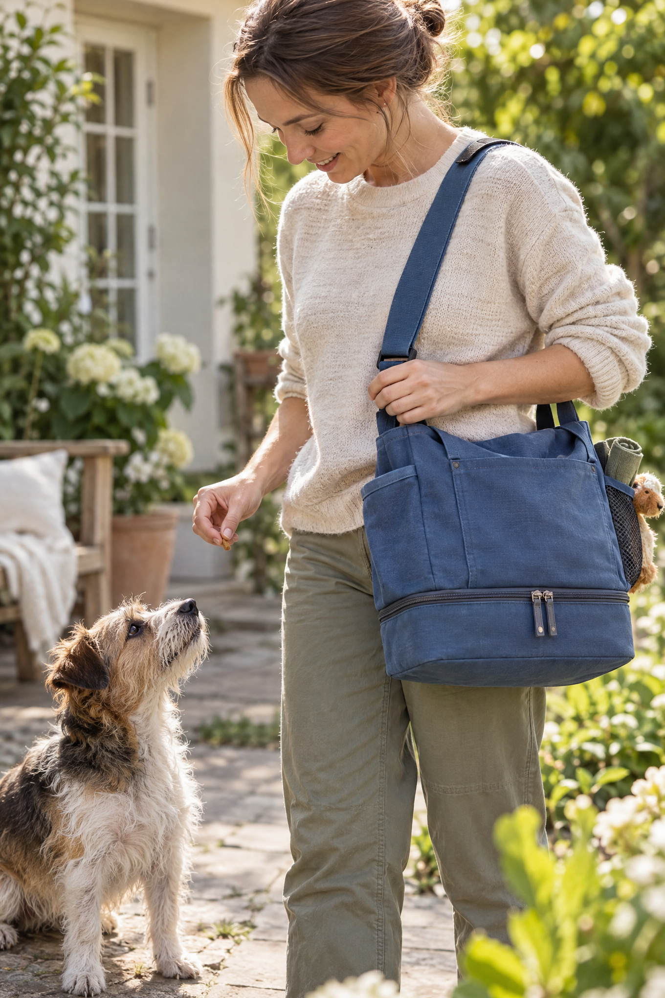 Hunde-Freizeittasche aus Canvas mit isoliertem Fach – Blau