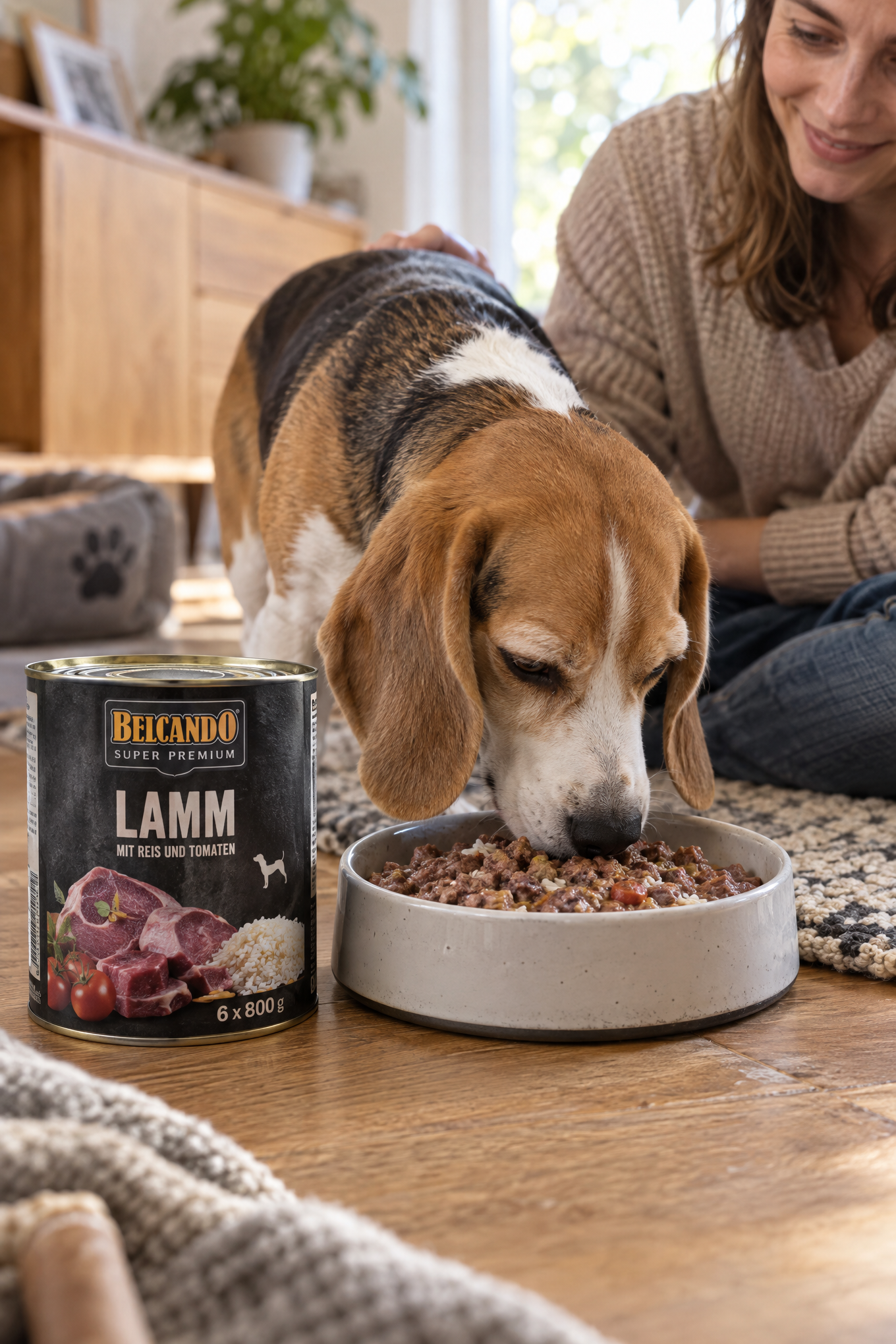 Belcando Super Premium Lamm, Nassfutter, 6 × 800 g, Anwendungsbild