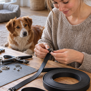 Bellepet Biothane-Meterware, 16 mm, Schwarz-Weiß-Neutral – je Meter, Anwendungsbild