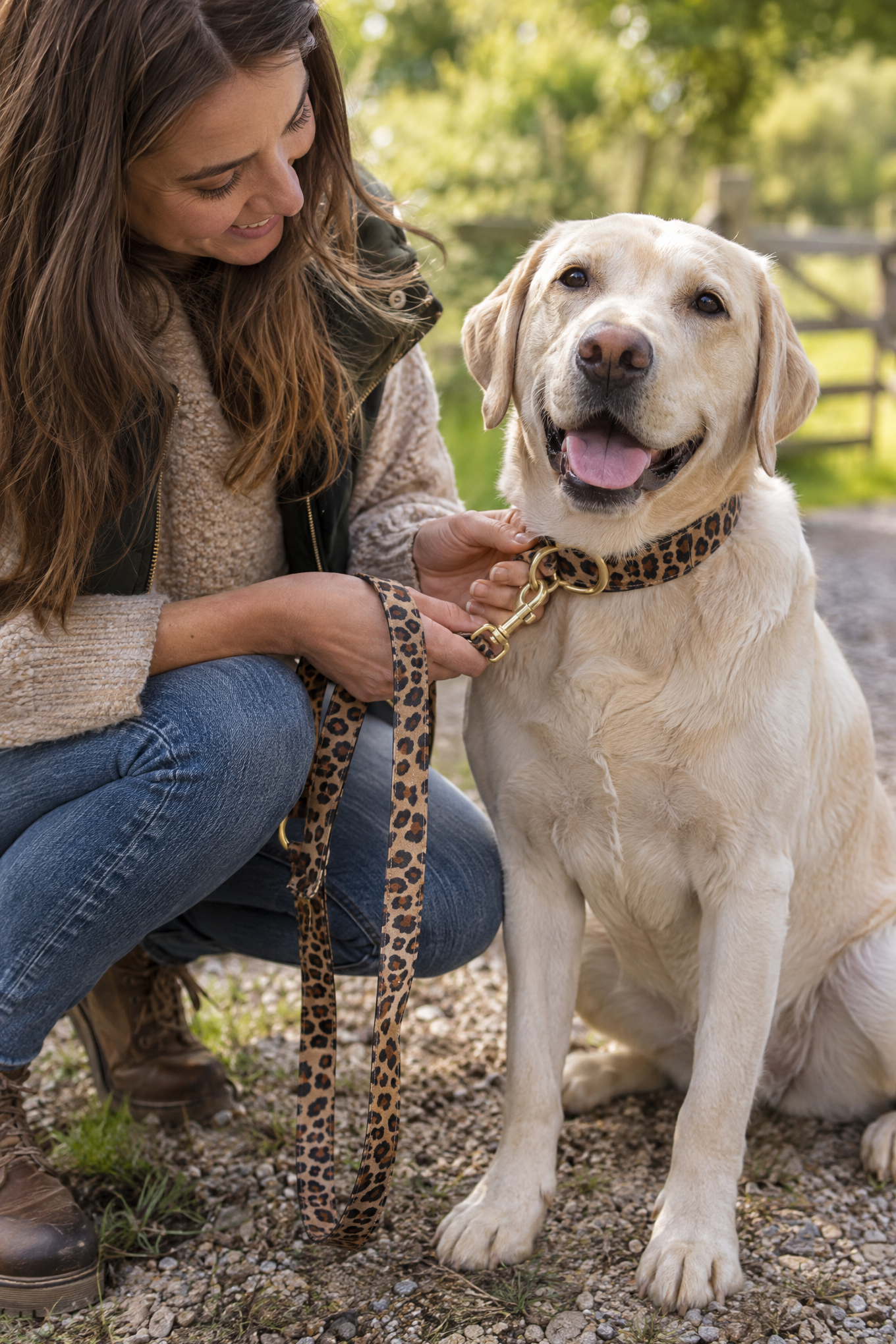 Prunkhund Leine Wild Life im Leo-Muster, 120 oder 200 cm, Anwendungsbild