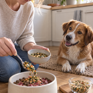 Lunderland Gemüsemix, Flocken als Beilage für Hunde, getreidefrei, 1 kg, Anwendungsbild