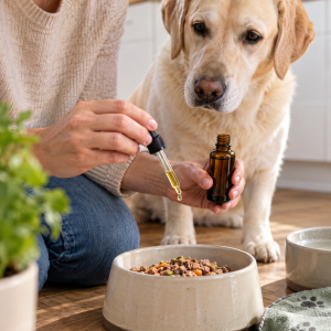 Anibio Leber Vital, pflanzliche Tropfen für Hunde und Katzen, 30 ml, Anwendungsbild