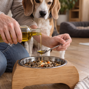 Futter-Freunde Leinöl, kaltgepresst, für Hunde und Katzen, 500 ml, Anwendungsbild