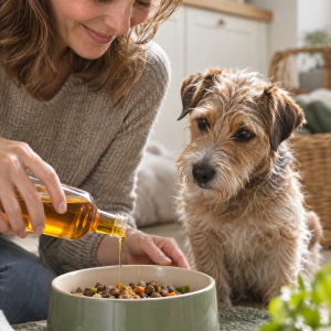 Futter-Freunde Norwegisches Lachsöl, kaltgepresst, Hund und Katze, 250 ml, Anwendungsbild