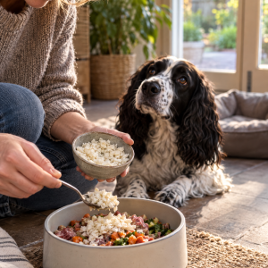 Vollmer's BarfMix ReiFlo, vorgegarte Reisflocken für Hunde, 800 g, Anwendungsbild