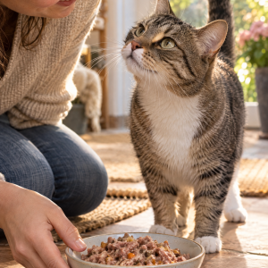Schlegel Scholle mit Kürbis und Leinöl, Nassfutter für Katzen, 12 × 410 g, Anwendungsbild