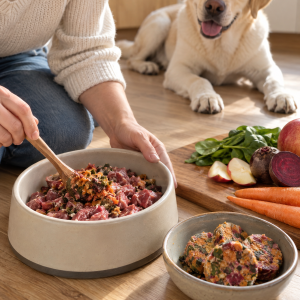 Gemüse-Obst-Mix-Taler, tiefgekühlt, für Hunde und Katzen, 800 g, Anwendungsbild
